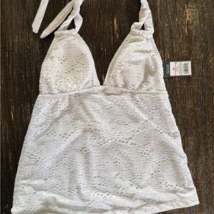 NWT Y2K White Eyelet Halter Top